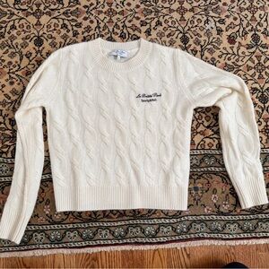 Sporty & Rich Ivory Cable Cashmere Blend Sweater - XS - NWOT
